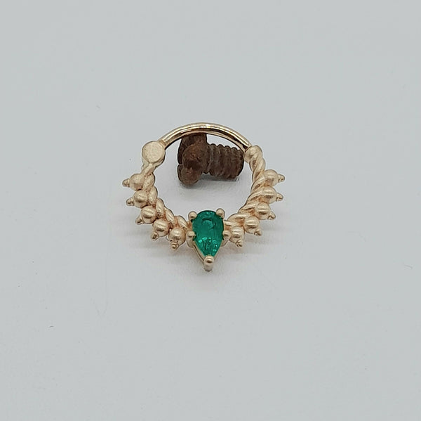 Pear Emerald Daith 14k